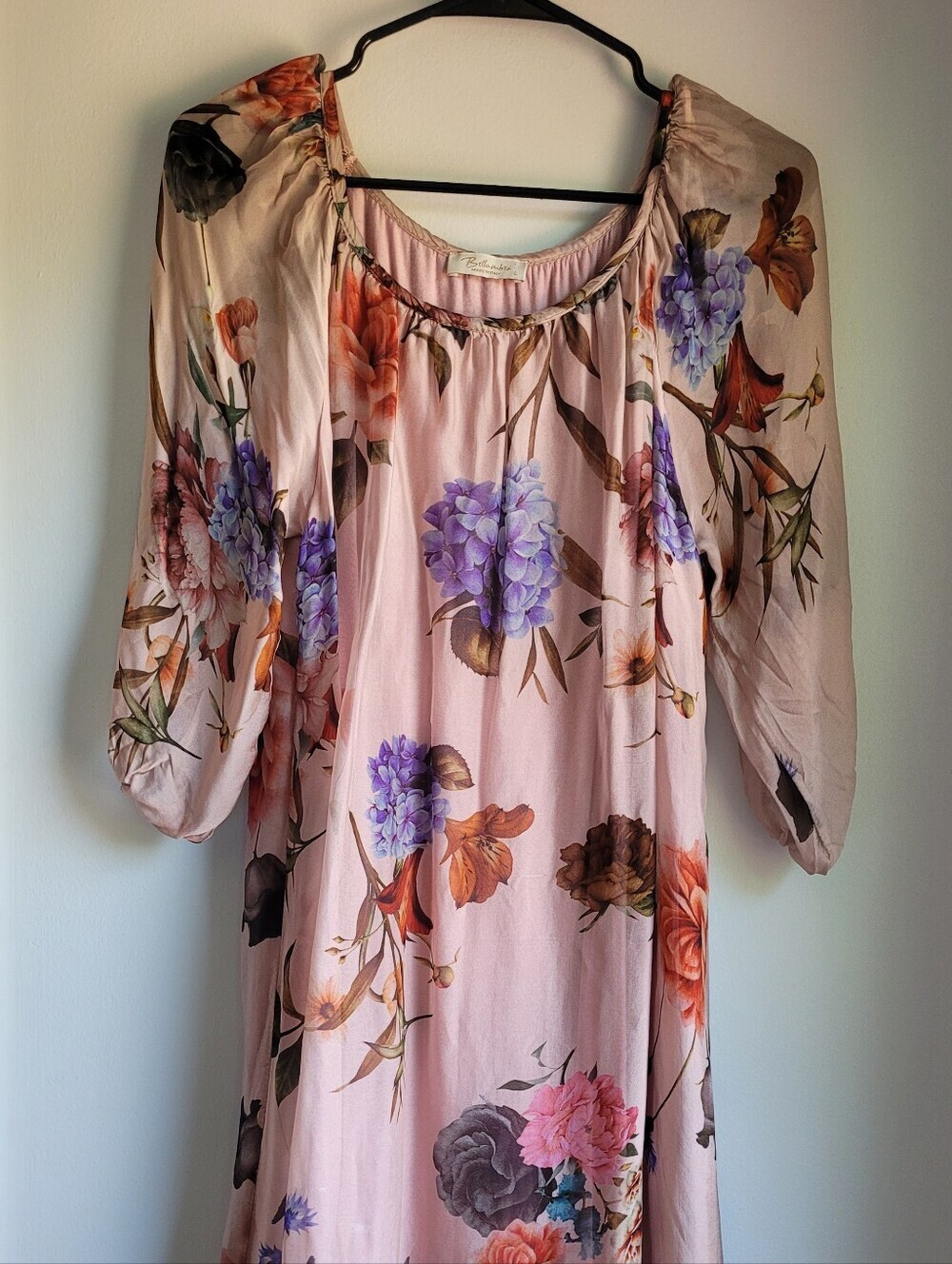 Bellambia Floral Off-Shoulder Pink Midi Dress Size L